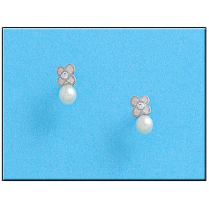 PENDIENTES ORO BLANCO 18KL FLOR