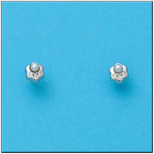 PENDIENTES ORO BLANCO 18KL FLOR