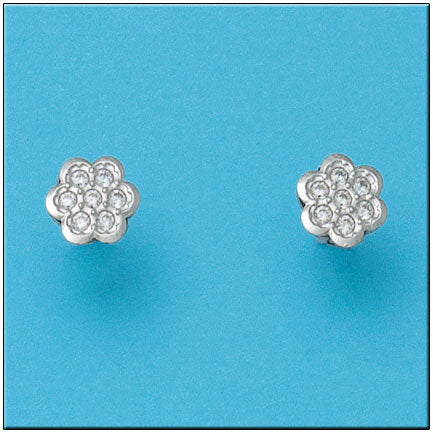PENDIENTES ORO BLANCO 18KL FLOR