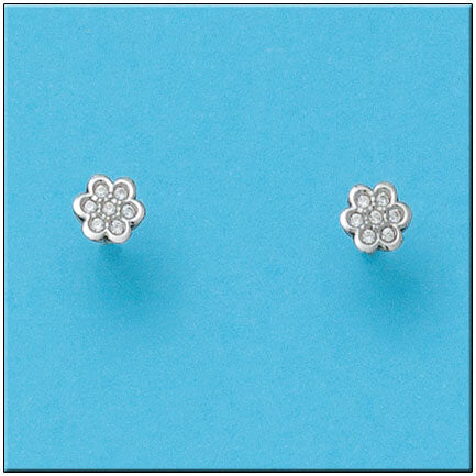 PENDIENTES ORO BLANCO 18KL FLOR