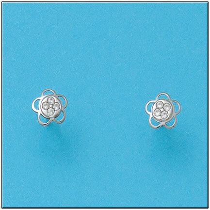 PENDIENTES ORO BLANCO 18KL FLOR