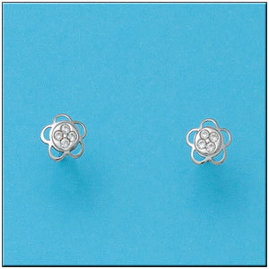 PENDIENTES ORO BLANCO 18KL FLOR