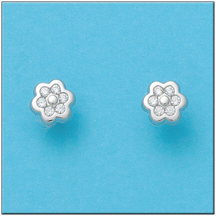 PENDIENTES ORO BLANCO 18KL FLOR