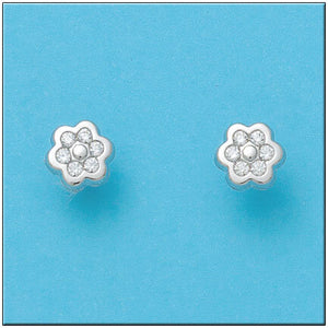 PENDIENTES ORO BLANCO 18KL FLOR