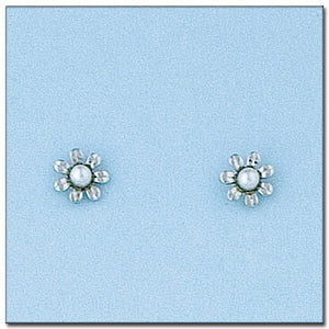 PENDIENTES ORO BLANCO 18KL FLOR
