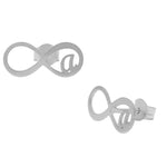 PENDIENTES ORO BLANCO 18KL INFINITO + INICIAL - Abecedario: v 