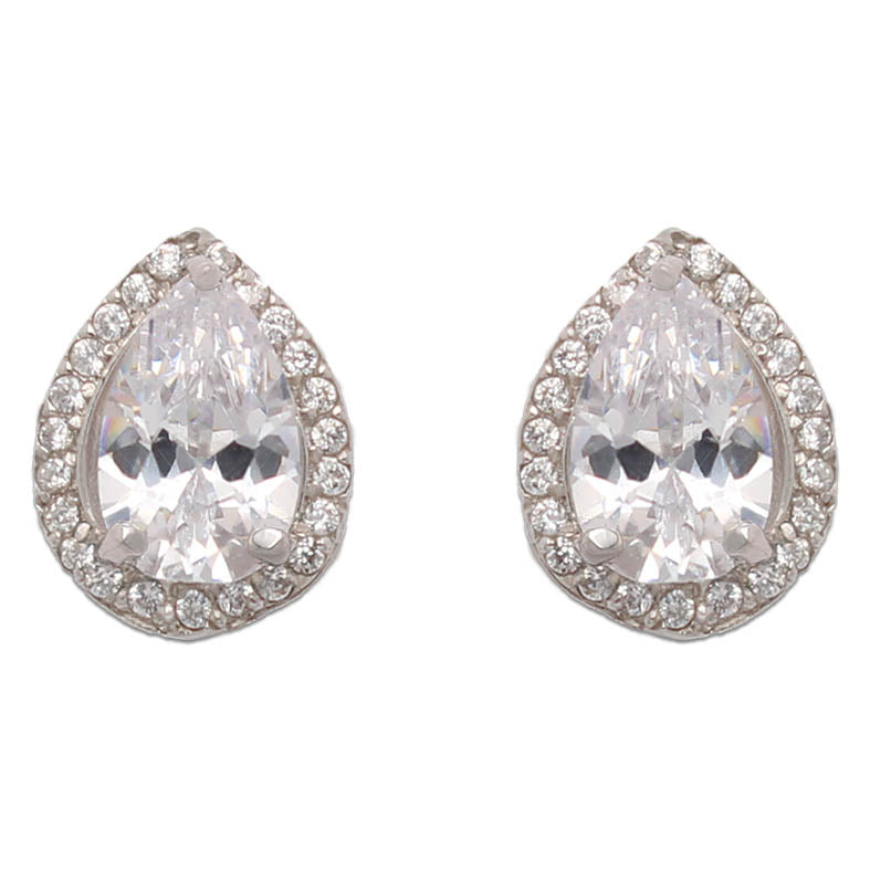 PENDIENTES ORO BLANCO 18KL LAGRIMA