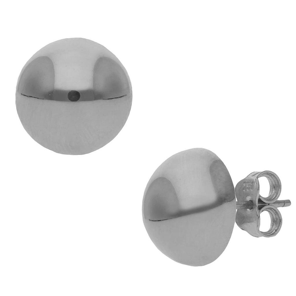 PENDIENTES ORO BLANCO 18KL MEDIA BOLA - 12MM