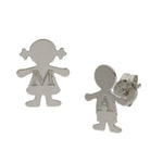 PENDIENTES ORO BLANCO 18KL NIÑOS + INICIAL