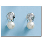PENDIENTES ORO BLANCO 18KL PERLAS 