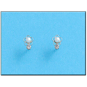 PENDIENTES ORO BLANCO 18KL PERLAS