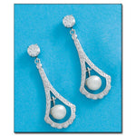 PENDIENTES ORO BLANCO 18KL PERLAS + CIRCONITAS