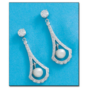 PENDIENTES ORO BLANCO 18KL PERLAS + CIRCONITAS