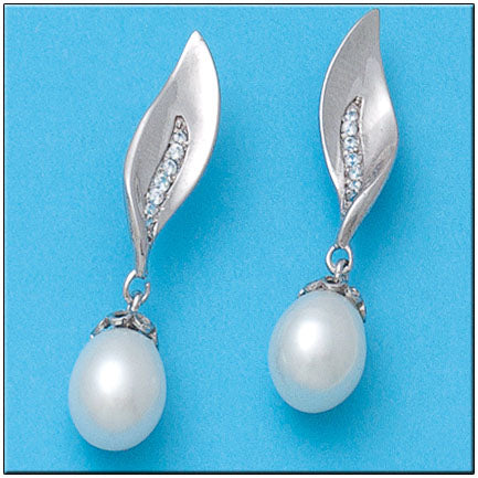 PENDIENTES ORO BLANCO 18KL PERLAS CULTIVADAS