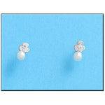 PENDIENTES ORO BLANCO 18KL TREBOL PERLA