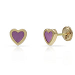 PENDIENTES ORO CORAZON LILA - 6MM