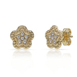 PENDIENTES ORO FLOR CIRCONITAS - 7.50MM