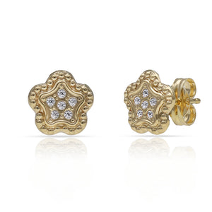 PENDIENTES ORO FLOR CIRCONITAS - 7.50MM