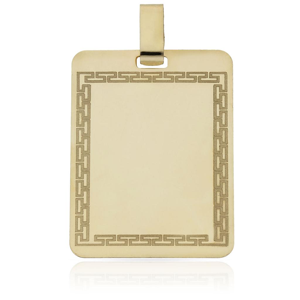 PLACA ORO 18KL CON GRECA - 26X35MM - Peso: 4.95 gr 