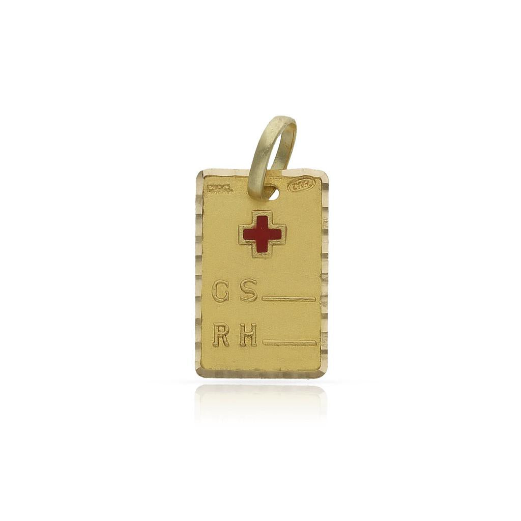 PLACA ORO 18KL GRUPO SANGUINEO - 10X16MM - Peso: 1.30 gr 