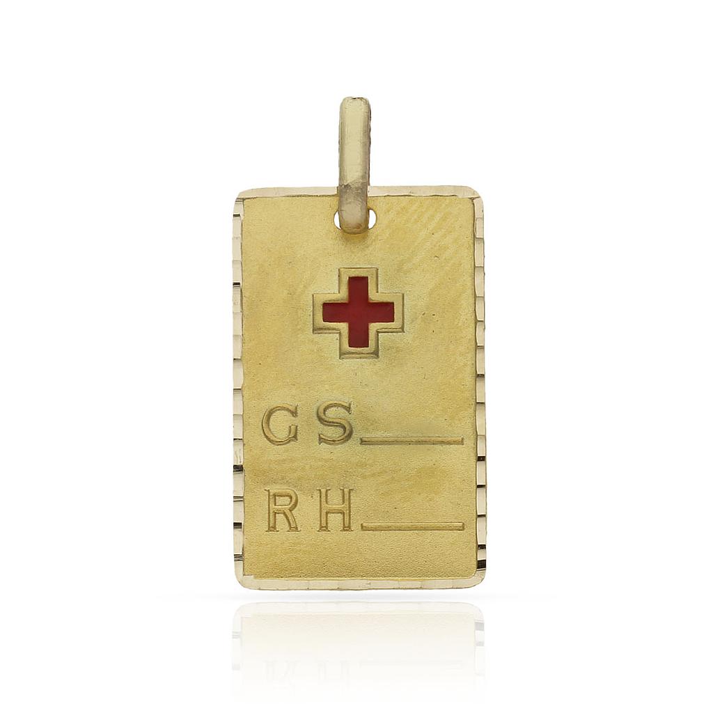 PLACA ORO 18KL GRUPO SANGUINEO - 14X22MM - Peso: 2.50 gr 