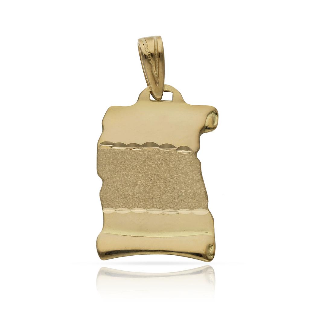 PLACA ORO 18KL PERGAMINO - 16X23MM - Peso: 2.40 gr 