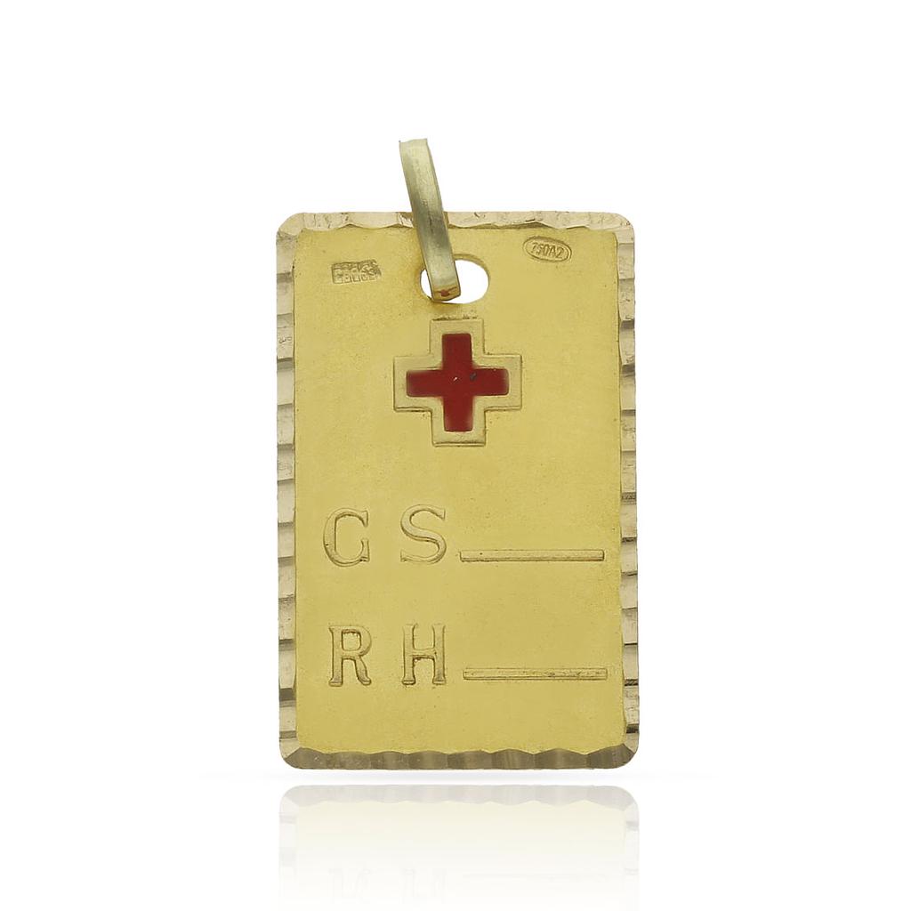 PLACAS ORO 18KL GRUPO SANGUINEO - 16X25MM - Peso: 2.75 gr 