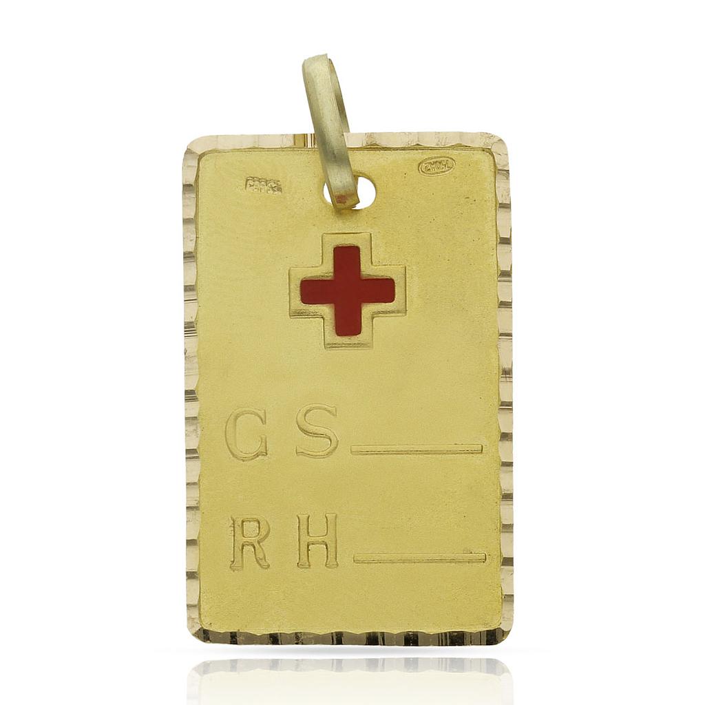 PLACAS ORO 18KL GRUPO SANGUINEO - 18X29MM - Peso: 4.85 gr 