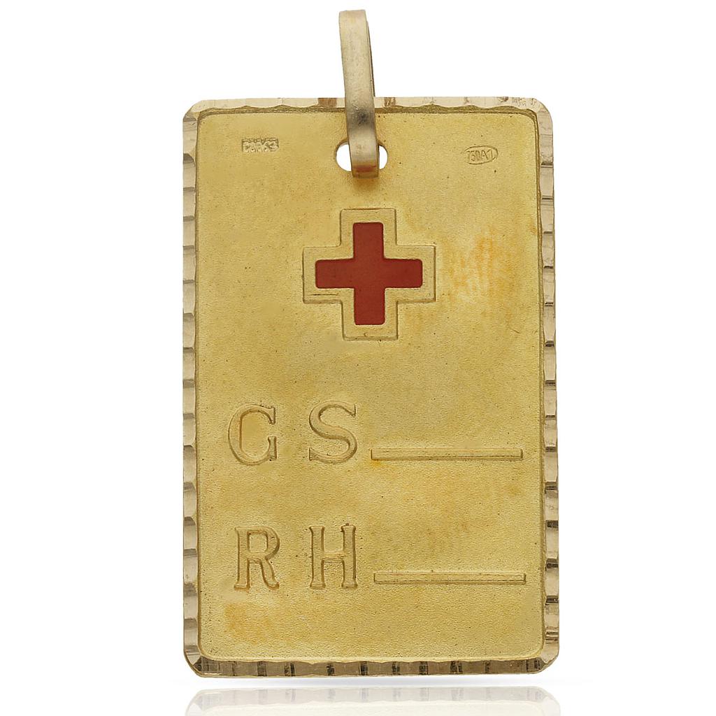 PLACAS ORO 18KL GRUPO SANGUINEO - 21X33MM - Peso: 6.15 gr 