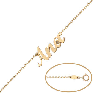 PULSERA NOMBRE GRANDE ORO 18KL + DIAMANTE - Nombres: 3 Letras 