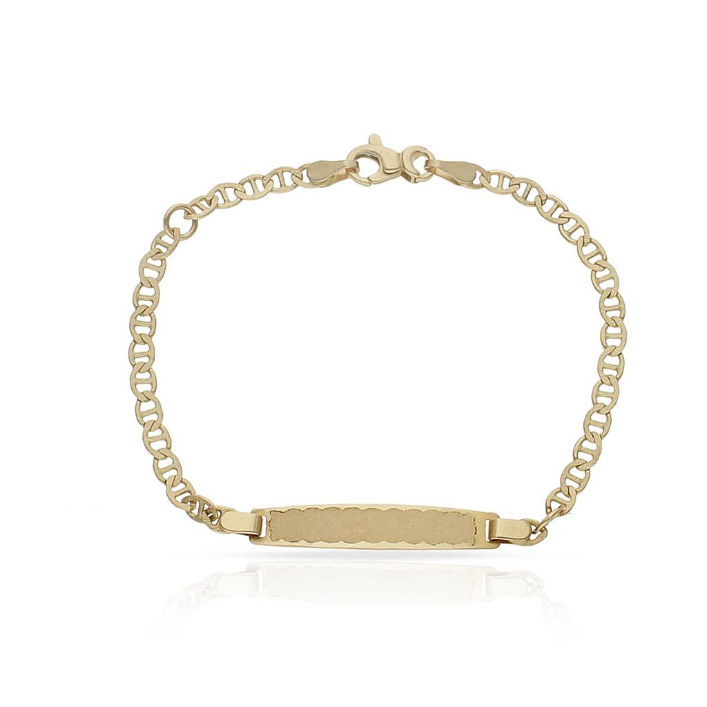 PULSERA ORO 18KL ANCLA TALLADA PLACA - Peso: 3.05 gr 