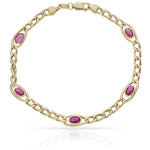 PULSERA ORO 18KL BARBADA PIEDRA ROJA - Peso: 5.40 gr 