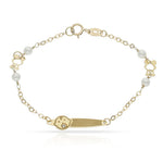 PULSERA ORO 18KL BEBE PERLAS Y CIRCONITA - Peso: 1.20 gr 