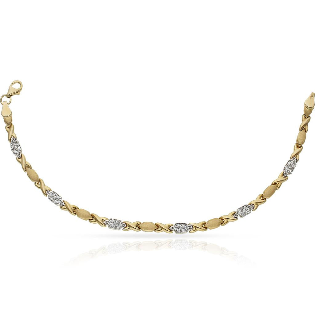 PULSERA ORO 18KL BICOLOR CIRCONITAS - Peso: 5.90 gr 