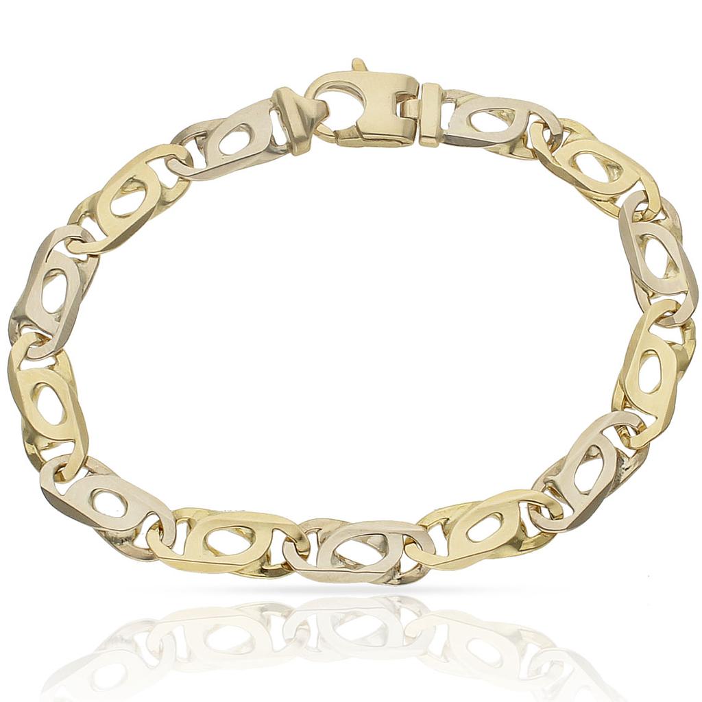PULSERA ORO 18KL BICOLOR FUNDIDA - Peso: 25.65 gr 