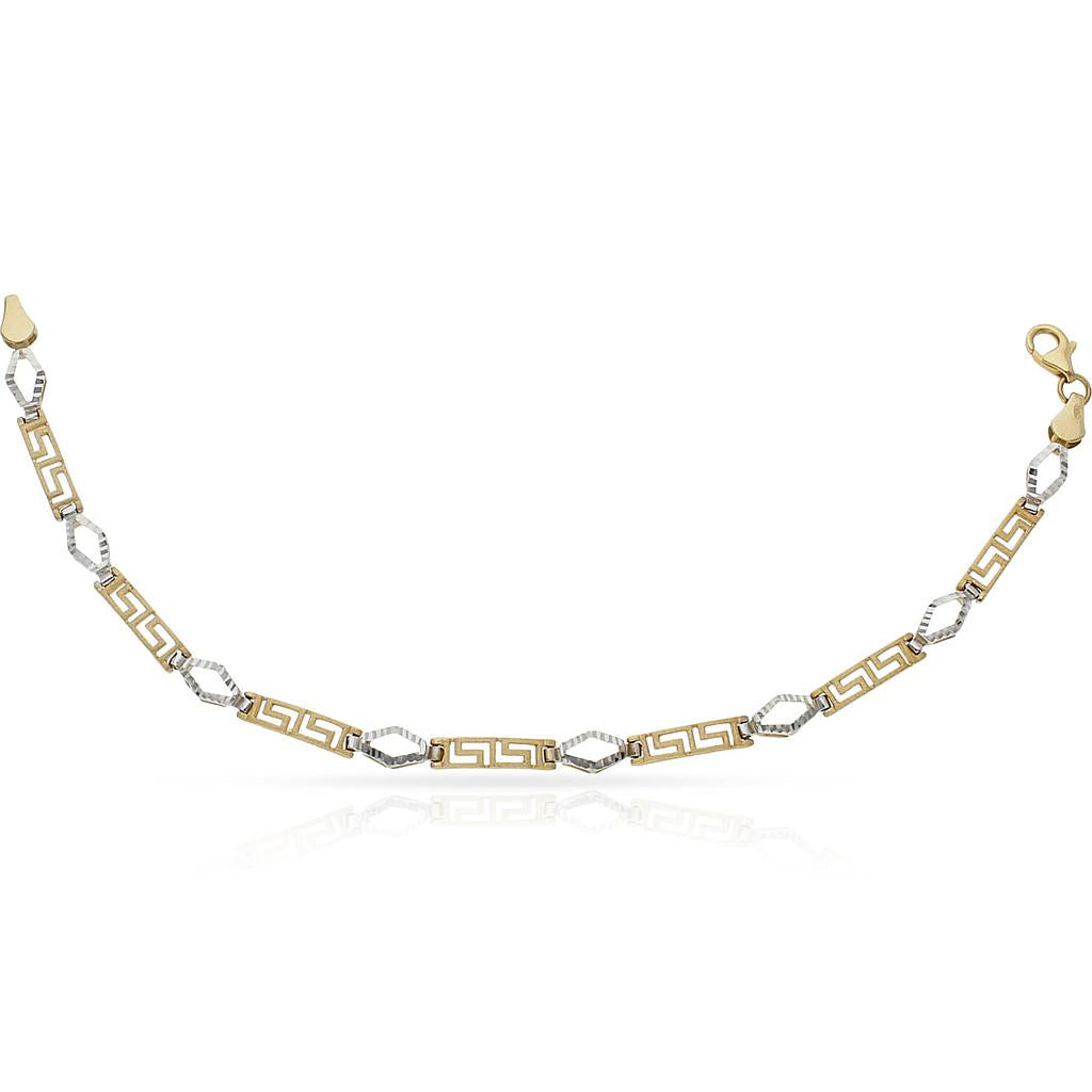 PULSERA ORO 18KL BICOLOR GRECA - Peso: 6.45 gr 