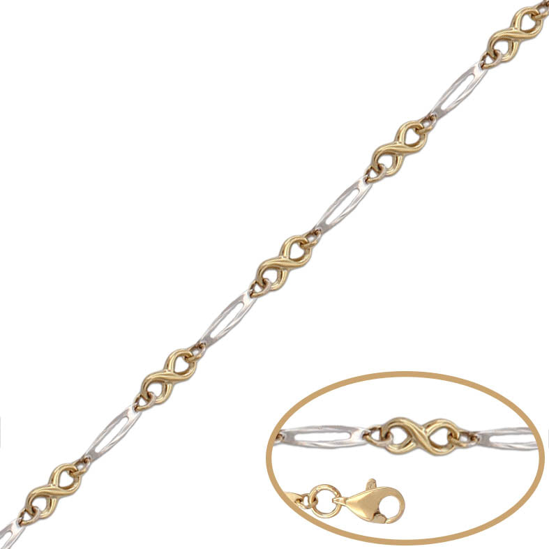 PULSERA ORO 18KL BICOLOR INFINITOS - Peso: 2.75 gr 