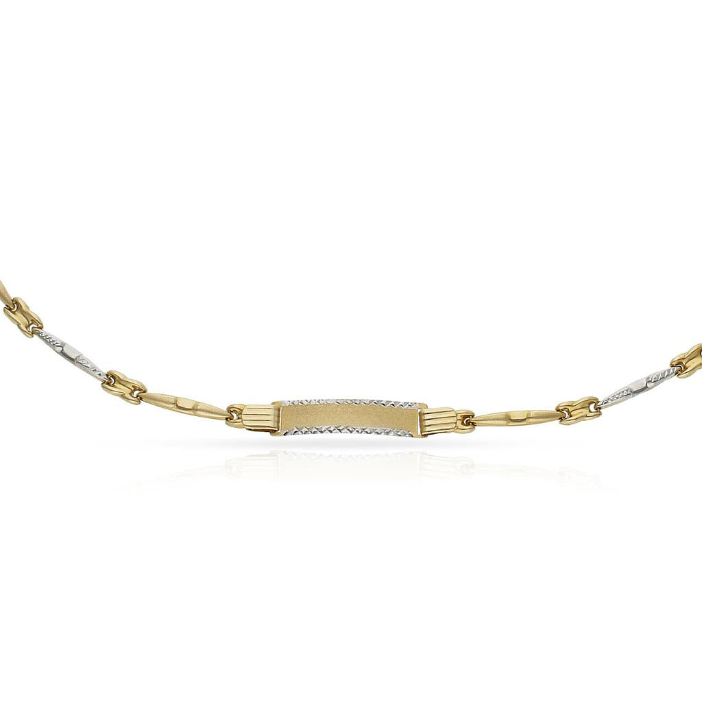 PULSERA ORO 18KL BICOLOR PLACA - Peso: 4.60 gr 