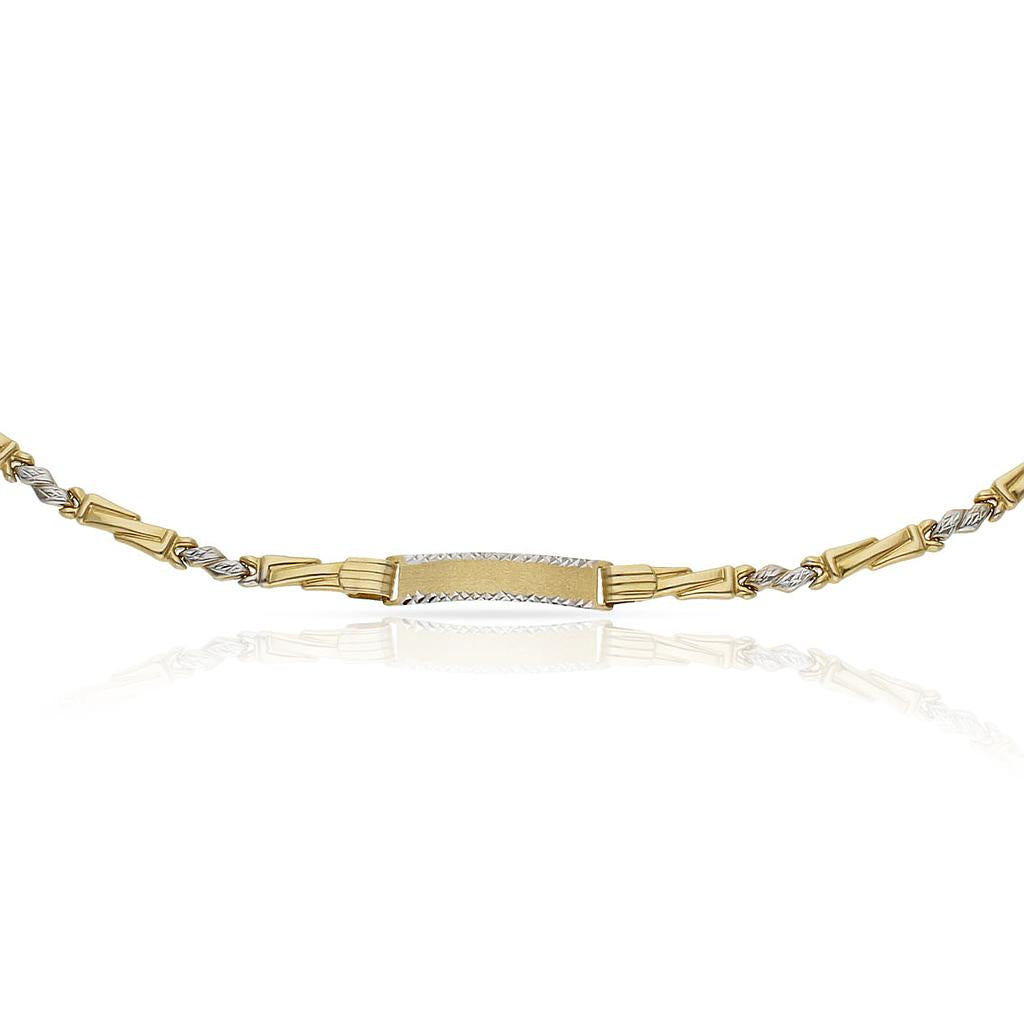 PULSERA ORO 18KL BICOLOR PLACA - Peso: 5.05 gr 