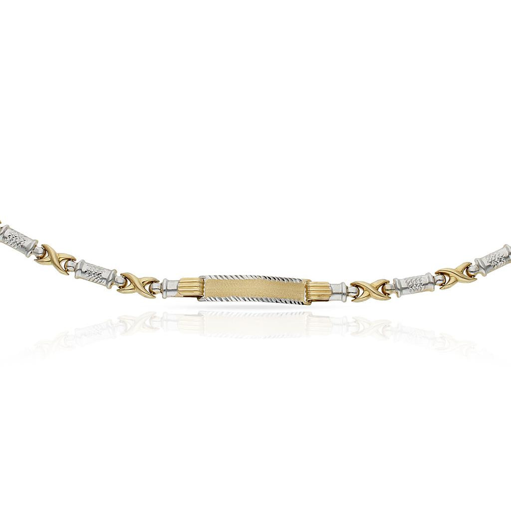 PULSERA ORO 18KL BICOLOR PLACA - Peso: 5.40 gr 