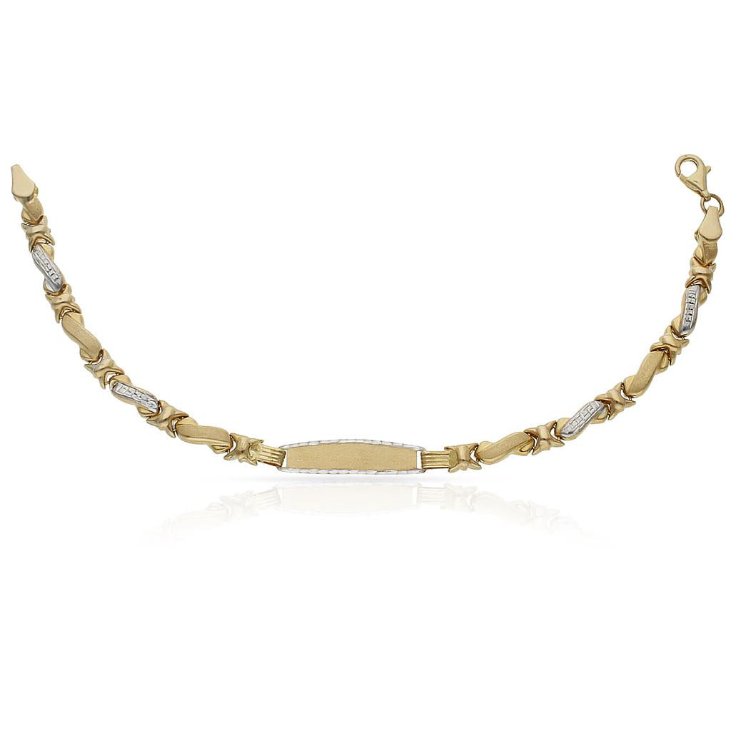 PULSERA ORO 18KL BICOLOR PLACA - Peso: 5.85 gr 