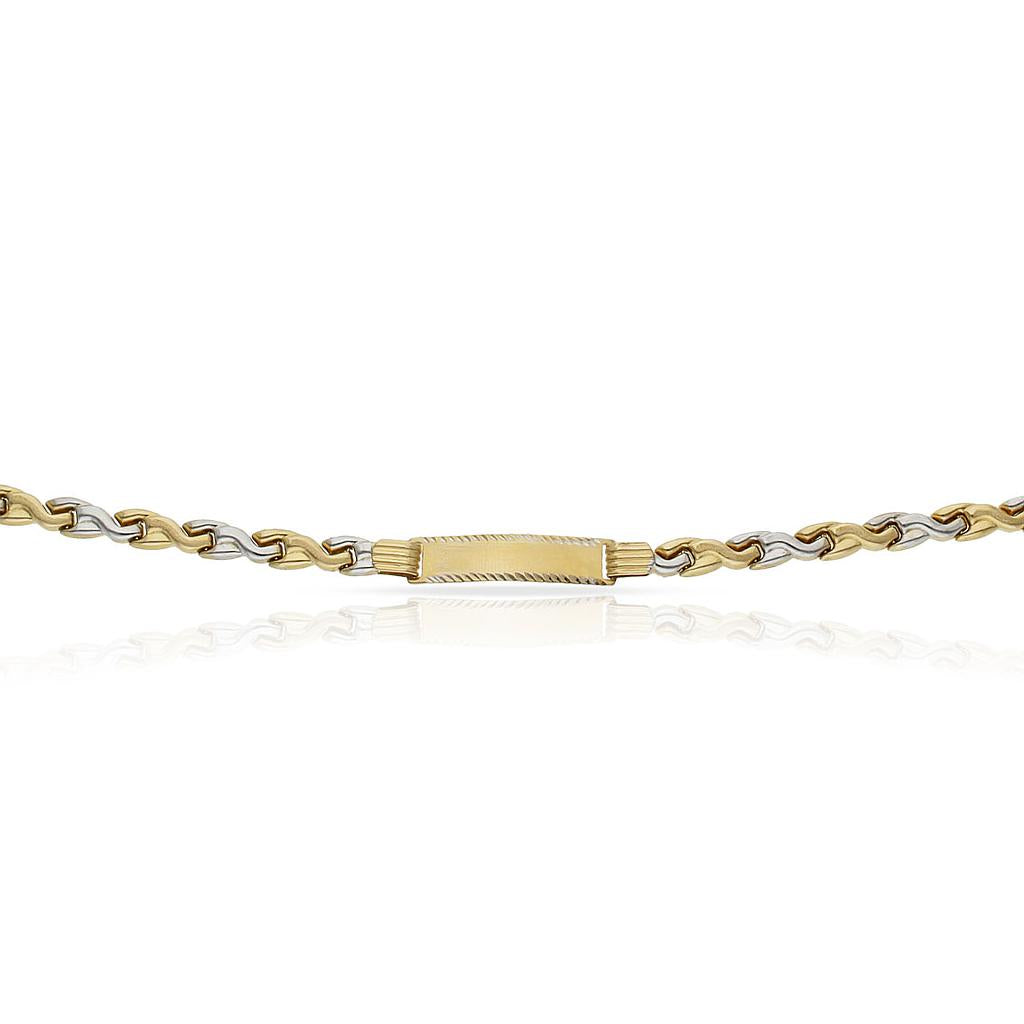 PULSERA ORO 18KL BICOLOR PLACA - Peso: 6.15 gr 