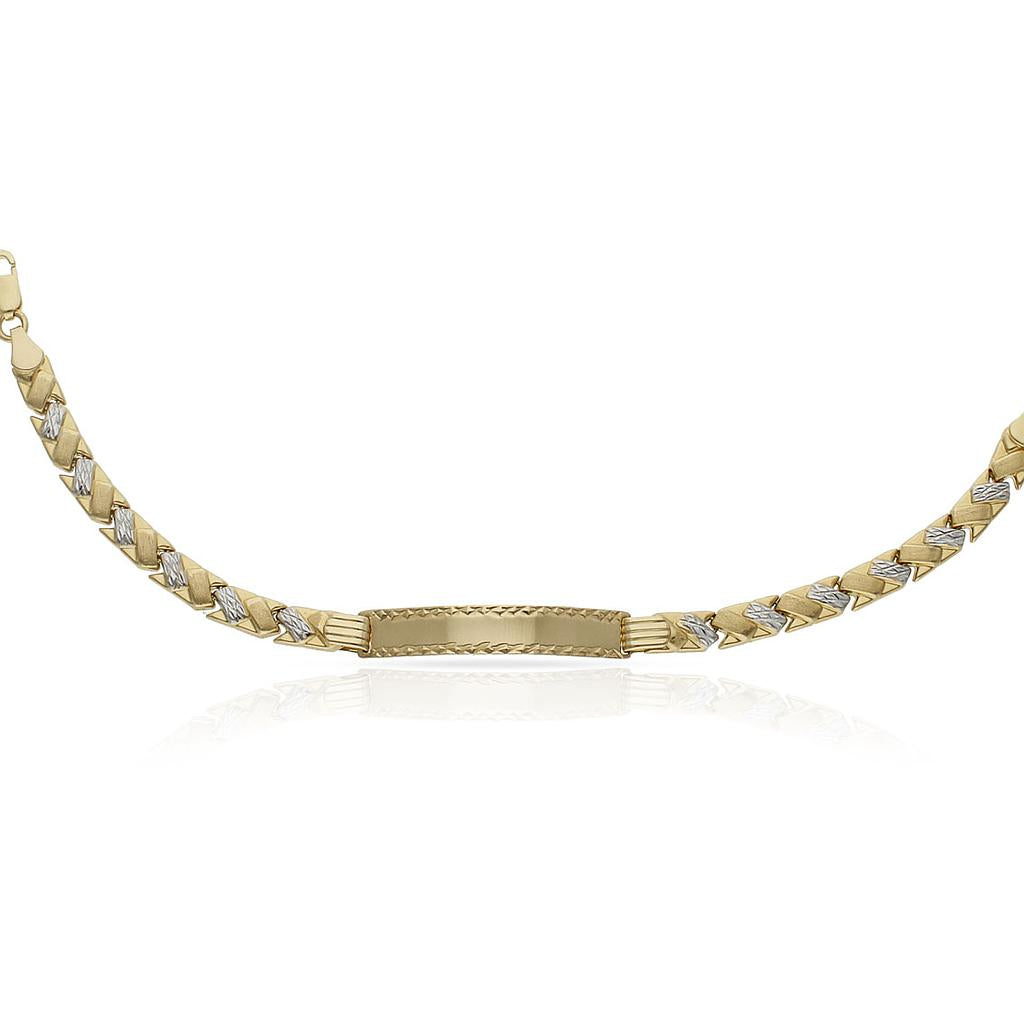 PULSERA ORO 18KL BICOLOR PLACA - Peso: 6.45 gr 