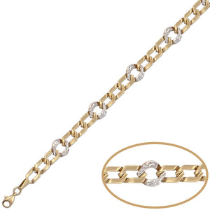 PULSERA ORO 18KL BICOLOR TALLADA - Peso: 4.45 gr 