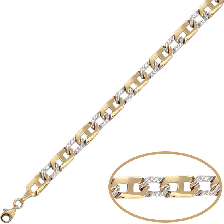 PULSERA ORO 18KL BICOLOR TALLADA - Peso: 4.60 gr 