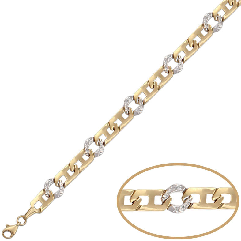 PULSERA ORO 18KL BICOLOR TALLADA - Peso: 4.70 gr 