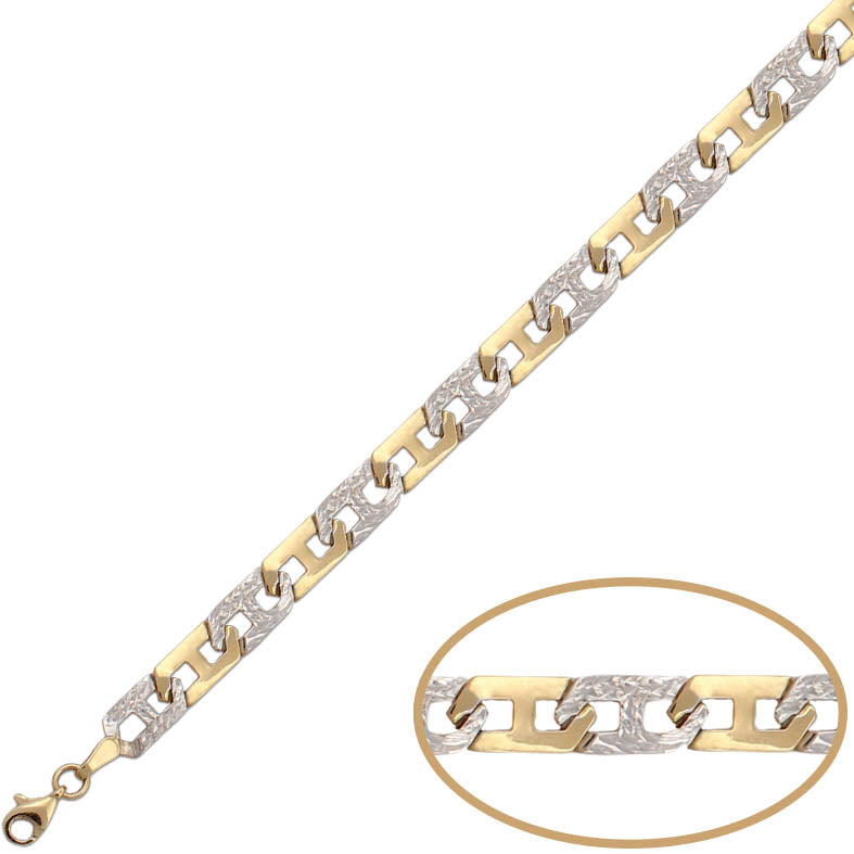 PULSERA ORO 18KL BICOLOR TALLADA - Peso: 4.80 gr 