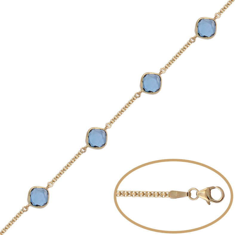 PULSERA ORO 18KL BISMARK PIEDRA AZUL - Peso: 4.40 gr 
