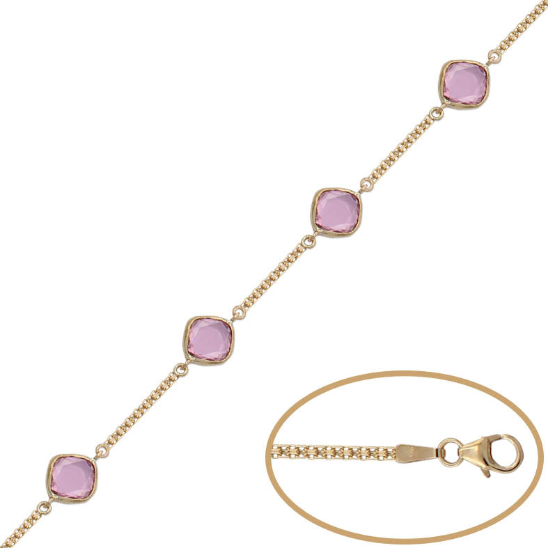 PULSERA ORO 18KL BISMARK PIEDRA ROSA - Peso: 5.10 gr 