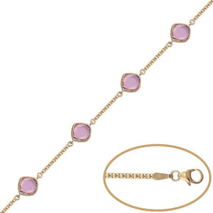 PULSERA ORO 18KL BISMARK PIEDRA ROSA - Peso: 5.10 gr 